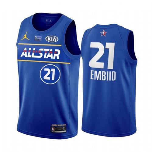 Men's 2021 All-Star #21 Joel Embiid Blue NBA Eastern Conference Stitched Jersey